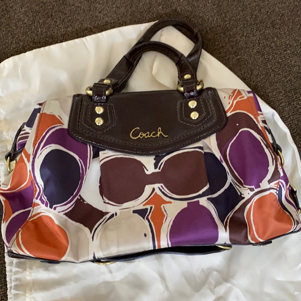 Canvas double handle coach bag